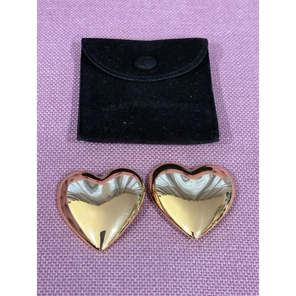 Heaven Mayhem Amour Earrings in Gold New Womens Heart Jewelry Clip Ons - Picture 4 of 11